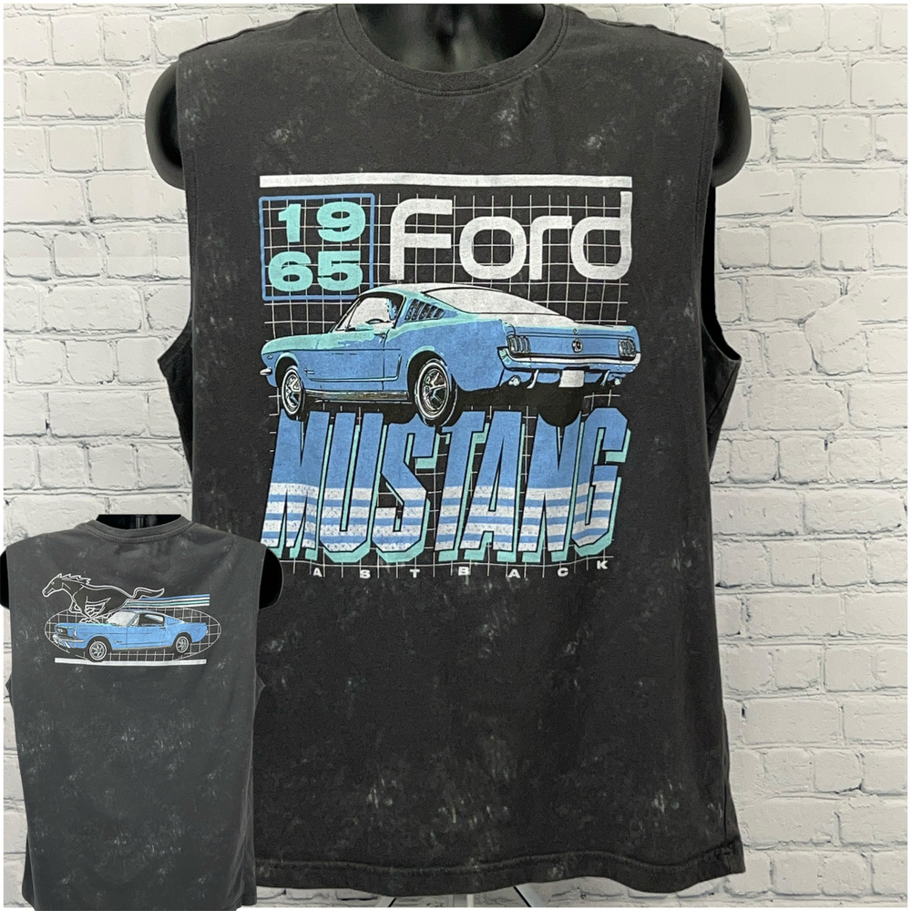 Ford Mustang 1965 Fastback T Shirt L Large Sleeveless Muscle Car Graphic Tee